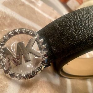 Michael Kors Original Logo Belt with Silver Buckle Medium